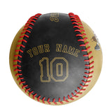 Personalized Old Gold Black Split Half Leather Black Authentic Baseballs