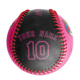 Personalized Pink Black Half Leather Black Authentic Baseballs