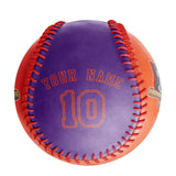 Personalized Orange Purple Half Leather Purple Authentic Baseballs
