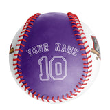Personalized White Purple Half Leather Purple Authentic Baseballs