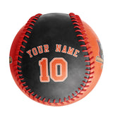 Personalized Orange Black Half Leather Orange Authentic Baseballs