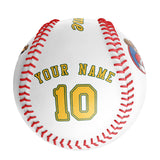 Personalized White Leather Gold Authentic Baseballs