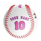 Personalized White Leather Pink Authentic Baseballs