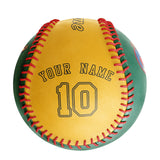 Personalized Kelly Green Gold Half Leather Gold Authentic Baseballs
