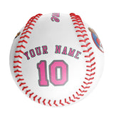 Personalized White Leather Pink Authentic Baseballs