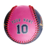 Personalized Navy Pink Half Leather Navy Authentic Baseballs