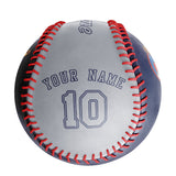 Personalized Navy Gray Half Leather Gray Authentic Baseballs
