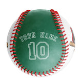 Personalized White Kelly Green Half Leather Kelly Green Authentic Baseballs