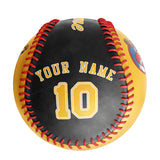 Personalized Gold Black Half Leather Gold Authentic Baseballs