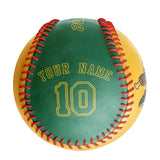 Personalized Gold Kelly Green Half Leather Kelly Green Authentic Baseballs