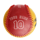 Personalized Gold Red Half Leather Red Authentic Baseballs