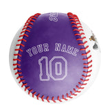 Personalized White Purple Half Leather Purple Authentic Baseballs