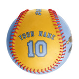 Personalized Blue Gold Half Leather Blue Authentic Baseballs