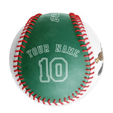 Personalized White Kelly Green Half Leather Kelly Green Authentic Baseballs