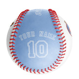 Personalized White Blue Half Leather Blue Authentic Baseballs