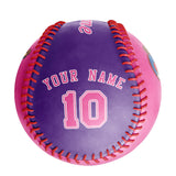 Personalized Pink Purple Half Leather Pink Authentic Baseballs