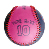 Personalized Navy Pink Half Leather Pink Authentic Baseballs