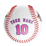Personalized White Leather Pink Authentic Baseballs