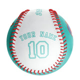 Personalized Aqua White Half Leather White Authentic Baseballs