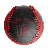 Personalized Red Black Half Leather Black Authentic Baseballs