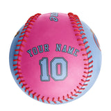 Personalized Blue Pink Half Leather Blue Authentic Baseballs