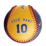 Personalized Navy Gold Half Leather Navy Authentic Baseballs