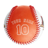 Personalized White Orange Half Leather Orange Authentic Baseballs