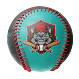 Personalized Aqua Black Half Leather Black Authentic Baseballs