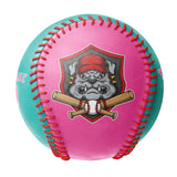 Personalized Pink Aqua Half Leather Pink Authentic Baseballs