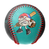 Personalized Aqua Black Green Half Leather Black Authentic Baseballs