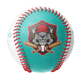 Personalized Aqua White Half Leather White Authentic Baseballs