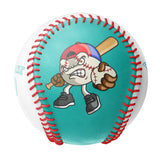 Personalized Aqua White Green Half Leather White Authentic Baseballs