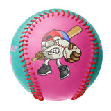 Personalized Pink Aqua Half Leather Pink Authentic Baseballs