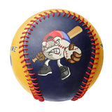 Personalized Navy Gold Half Leather Navy Authentic Baseballs