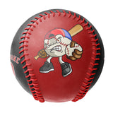 Personalized Red Black Split Half Leather Red Authentic Baseballs
