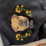 Custom Dog Portrait Wreath Embroidered Sweatshirt With Names