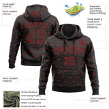 Custom Black Red 3D Halloween Bat Skull Doodle Party Costume Ideas Sports Pullover Sweatshirt Hoodie