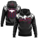 Custom Stitched Black Navy White-Red 3D Pattern Design Sportswear Pullover Sweatshirt Hoodie