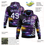Custom Purple White Dark Purple-Black 3D Pattern Design Formula Auto Car Racing Motorsport Sports Pullover Sweatshirt Hoodie