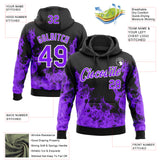 Custom Stitched Black Purple-White 3D Pattern Design Flame Sports Pullover Sweatshirt Hoodie