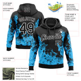 Custom Stitched Black Blue-White 3D Pattern Design Flame Sports Pullover Sweatshirt Hoodie