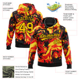 Custom Stitched Black Gold-Red 3D Pattern Design Flame Sports Pullover Sweatshirt Hoodie