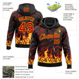 Custom Stitched Black Red-Yellow 3D Pattern Design Flame Sports Pullover Sweatshirt Hoodie