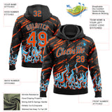 Custom Stitched Black Orange Lakes Blue-White 3D Pattern Design Flame Sports Pullover Sweatshirt Hoodie