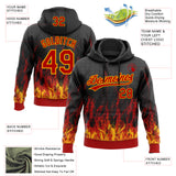 Custom Stitched Black Red-Gold 3D Pattern Design Flame Sports Pullover Sweatshirt Hoodie