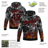 Custom Stitched Black Yellow Red-White 3D Pattern Design Flame Sports Pullover Sweatshirt Hoodie