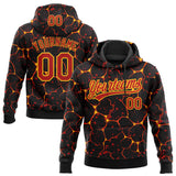 Custom Stitched Black Red-Yellow 3D Pattern Design Flame Sports Pullover Sweatshirt Hoodie