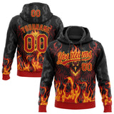 Custom Stitched Black Red-Yellow 3D Pattern Design Flame Phoenix Sports Pullover Sweatshirt Hoodie