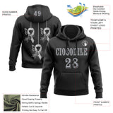 Custom Black Gray 3D Brain Cancer World Cancer Day Ribbon Support Sports Pullover Sweatshirt Hoodie