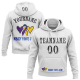 Custom White Black 3D Bladder Cancer World Cancer Day Ribbon Support Sports Pullover Sweatshirt Hoodie